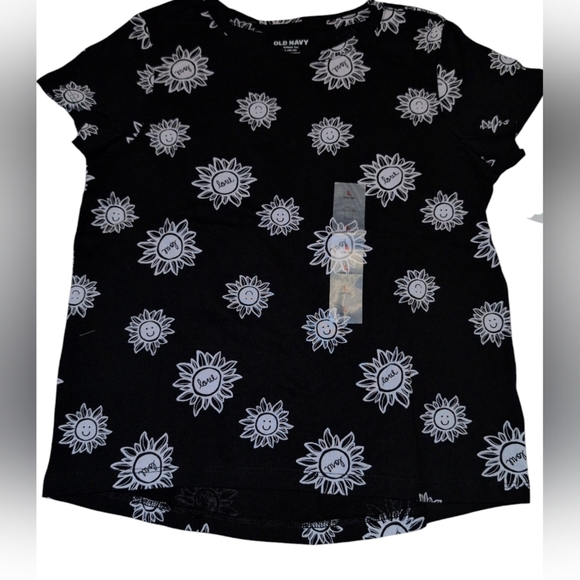 NWT Old Navy Black Sunflower Print Women's Top - Picture 1 of 2
